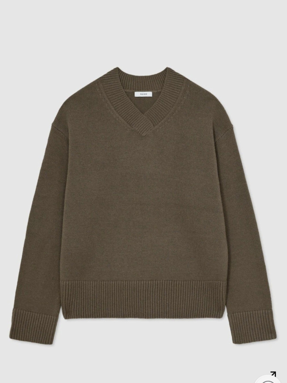 Reiss Wool Cashmere V Neck Jumper Khaki Green XS $248 - Picture 2 of 7